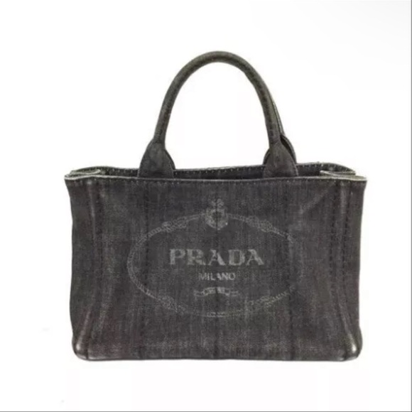 Prada Handbags - AUTH PRADA Canapa Handbag Tote Black Denim